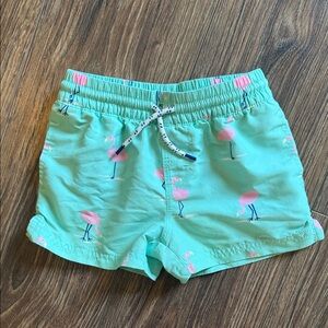 The Beaufort Bonnet Company Tortola Trunks in Flarda Flamingo Grace Bay Green 3T